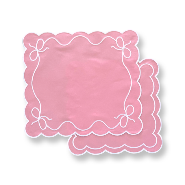 'High Tea' Placemat and Napkin Set - Pink 'Bows'