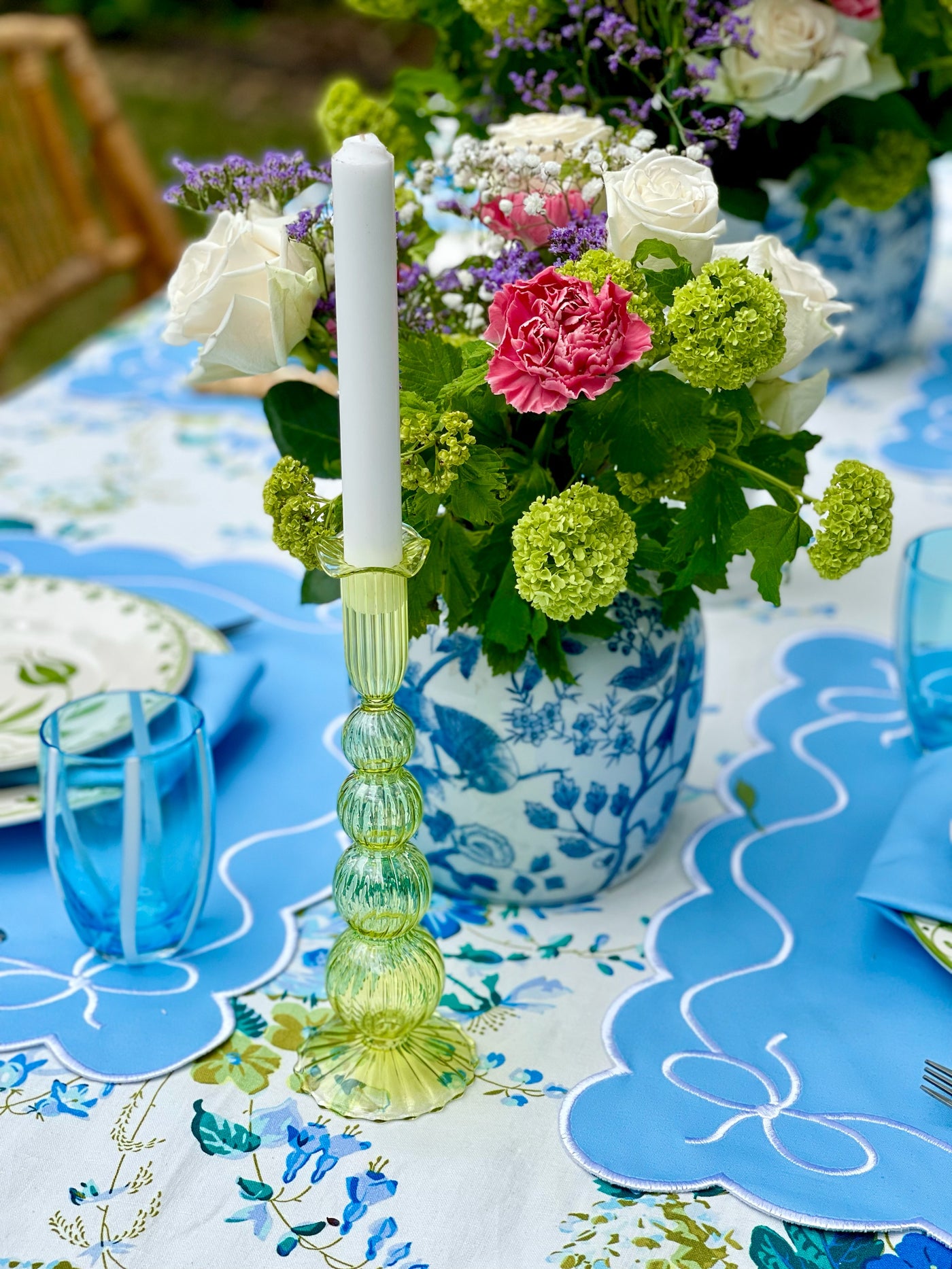 'High Tea' Placemat and Napkin Set - Cornflower Blue 'Bows'