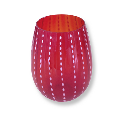 Set of 2 'Spots'  Red Glass Tumblers - Teardrop Shape