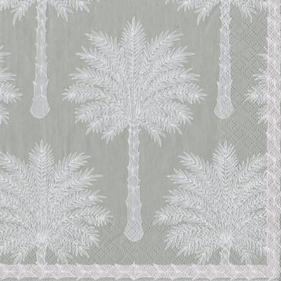 Caspari Paper Napkins - Silver Palms - Luncheon Size 20 per pack