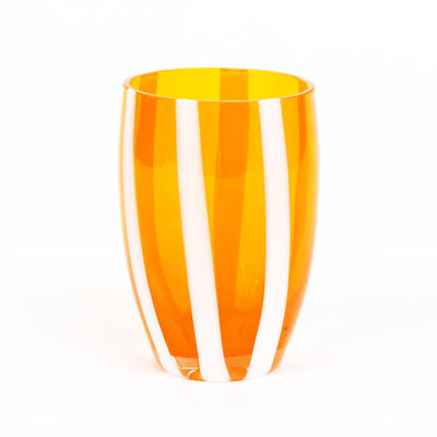 Set of 2 'Stripe' Orange Glass Tumblers