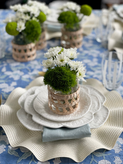 Block Printed Tablecloth 'Orchid Aqua'
