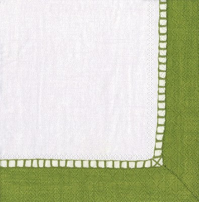 Caspari Paper Napkins - Linen Border - Acid Green - Luncheon Size 20 Pack