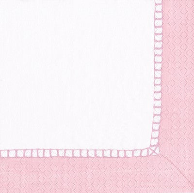 Caspari Paper Napkins - Linen Border - Petal Pink - Luncheon Size 20 Pack