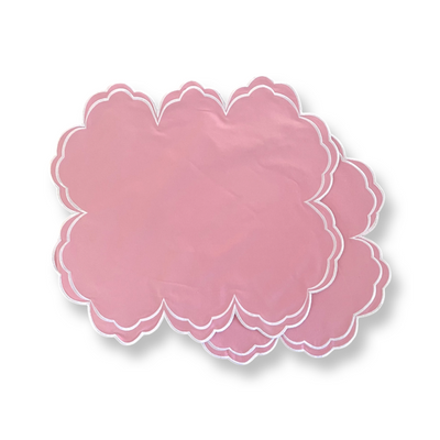 'High Tea' Placemat and Napkin Set - Soft Pink Scalloped