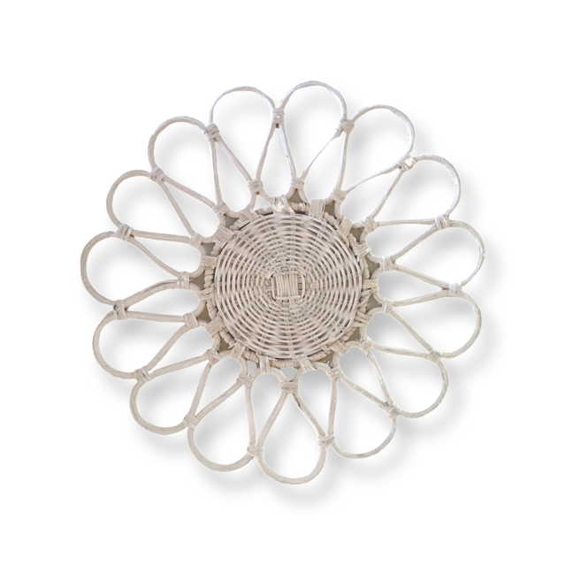 Wicker and Rattan Placemat - Washed White CLEARANCE