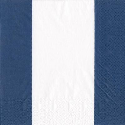 Caspari Paper Napkins - Bandol Stripe Navy - Luncheon Size 20 Pack