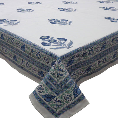 Block Printed Tablecloth 'Boota Blue'