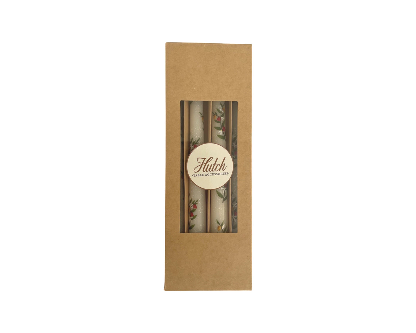 SAMPLES & OVERSTOCKS Classic Taper Candles 25cm Floral Print on White - Pack of 4 Candles CLEARANCE