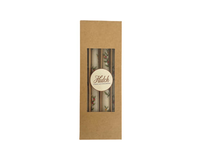 SAMPLES & OVERSTOCKS Classic Taper Candles 25cm Floral Print on White - Pack of 4 Candles CLEARANCE