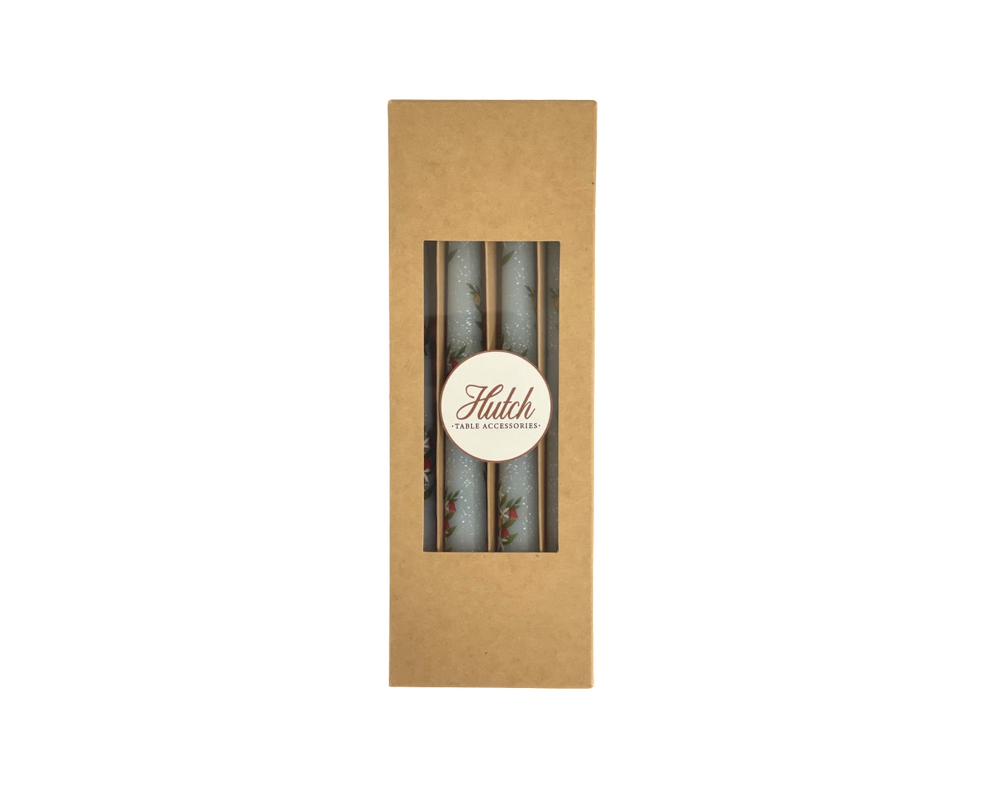 SAMPLES & OVERSTOCKS Classic Taper Candles 25cm Floral Print on Blue - Pack of 4 Candles CLEARANCE