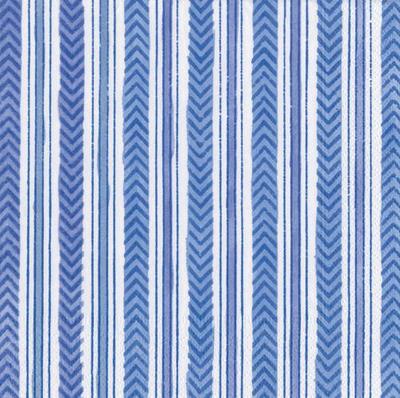 Caspari Paper Napkins - Carmen Stripe  Blue - Luncheon Size 20 per pack