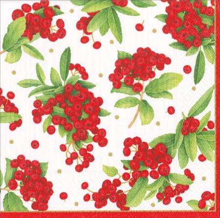 Paper Napkins - Christmas Berry Red - Luncheon Size 20 Pack