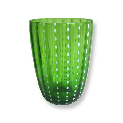 Set of 2 'Spots' Green Glass Tumblers 11.2cm H