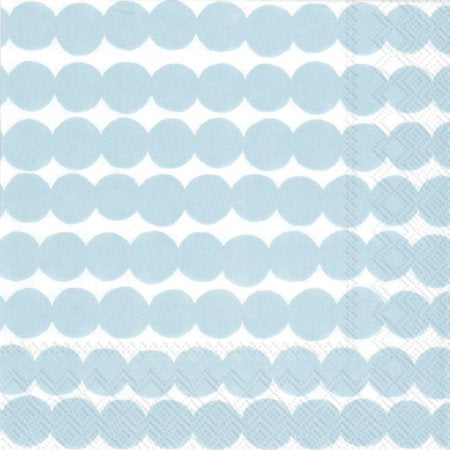 Marimekko Paper Napkins - Rasymatto Light Blue- Luncheon or Cocktail Size 20 Pack