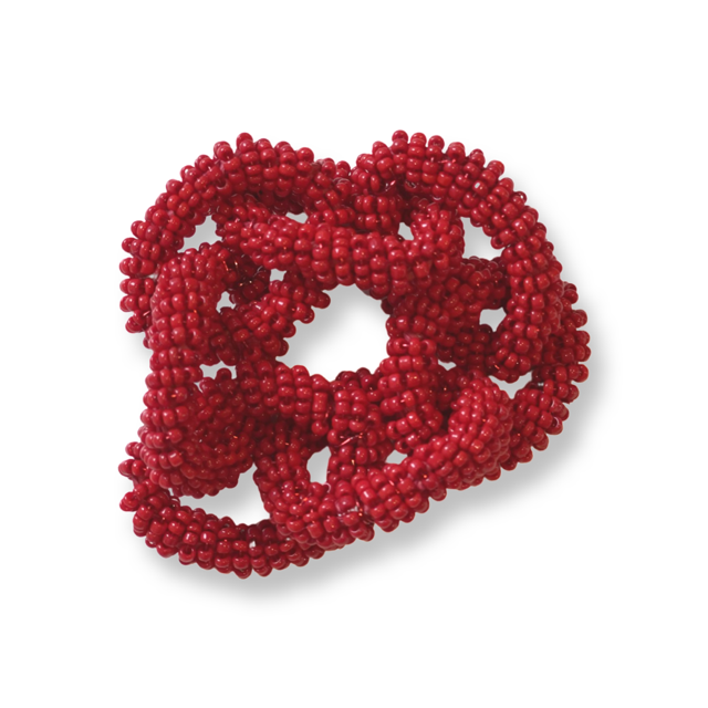 Hand Beaded Chain Napkin Ring in Red