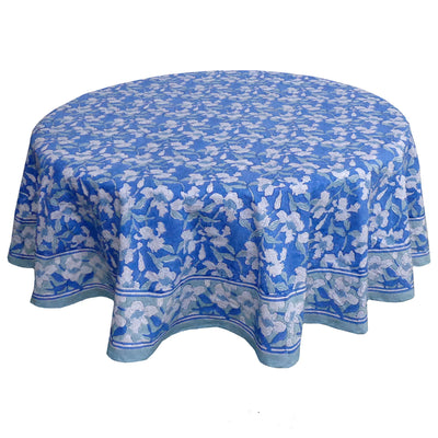 Block Printed Tablecloth 'Orchid Aqua'