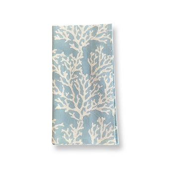 Set of 4 Hand Block Printed Cloth Napkin - Soft Blue Coral