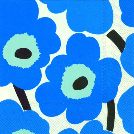 Marimekko Paper Napkins - Unikko Blue- Luncheon Size 20 Pack