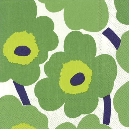 Marimekko Paper Napkins - Unikko Green - Luncheon Size 20 Pack