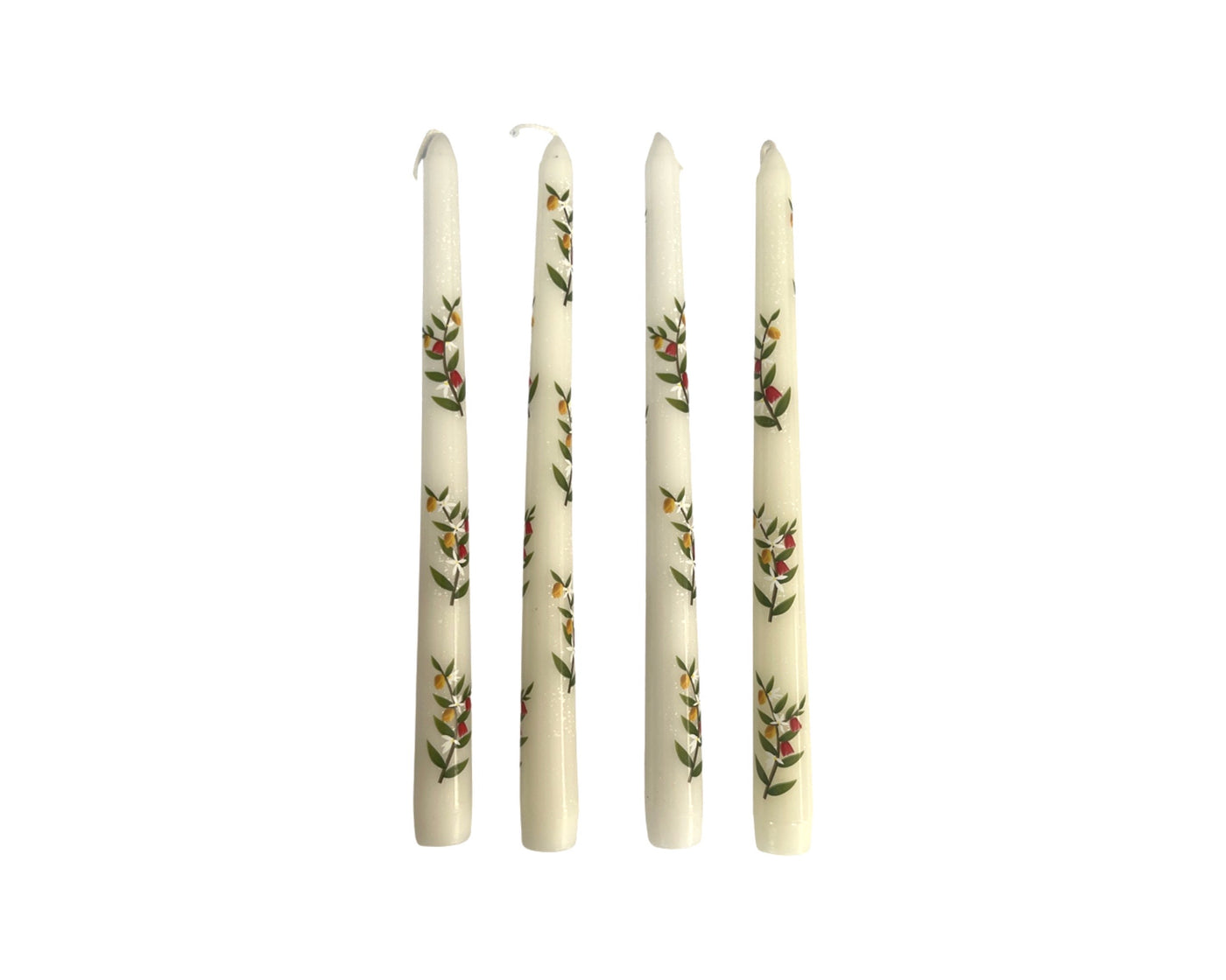 SAMPLES & OVERSTOCKS Classic Taper Candles 25cm Floral Print on White - Pack of 4 Candles CLEARANCE