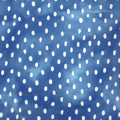 COCKTAIL SIZE Paper Napkins - White Dots on Blue -  Pack of 20